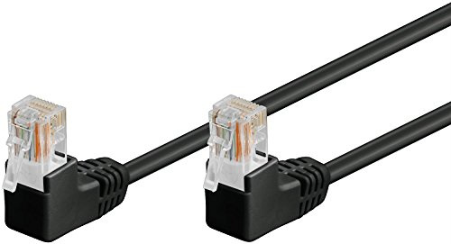 Goobay 96087 CAT 5e Patchkabel 2x 90° Gewinkelt, U/UTP, Schwarz, 2x RJ45-Stecker 90° (8P8C)