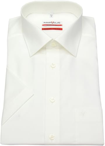 Marvelis Herren Businesshemd Kurzarm Non-Iron Modern Fit,Einfarbig,New Kent,Hellbeige 20,42
