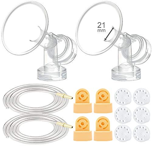 Breast Pump Kit for Medela Pump in Style Pumps; 2 Breastshields, 4 Valves, 6 Membranes, & 2 Replacement Tubing for Pump-in-Style Advanced Sold After July 2006; Replacement Parts for Medela Breastshield & Personal Fit Connector, Medela Tubing, Valves and Membranes (Breastshield 21 mm (Small))