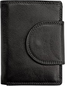 Josephine Osthoff Geldbörse Damen Wiener Schachtel, Platz für 11 Karten, Minibrieftasche mit Münzfach, Portemonnaie Herren Geldbeutel aus echt Leder mit RFID-Schutz (934), Farbe:Schwarz