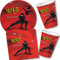 Set de 37 pièces Ninja DH-Konzept - Avec assiettes, gobelets, serviettes, décorations et ballons - Pour anniversaire d’enfant et fêtes à thème