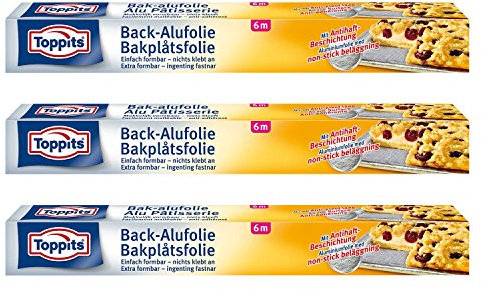Toppits Back-Alufolie (6m x 37cm), 3er Pack (3 x 6 Meter)