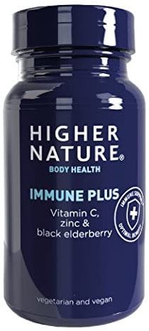 Higher Nature - Immune Plus - Vitamin C, Zinc & Black Elderberry - Supports Immune System - Vegetarian and Vegan Multivitamin - 180 Capsules