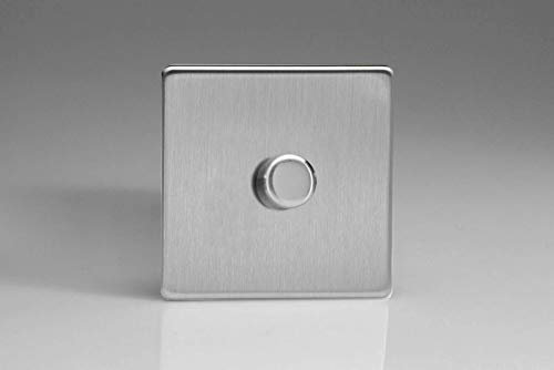 HDS3S - Varilight - Flat Plate Screwless - Brushed Chrome - 1 Gang 400W Dimmer Push Switch