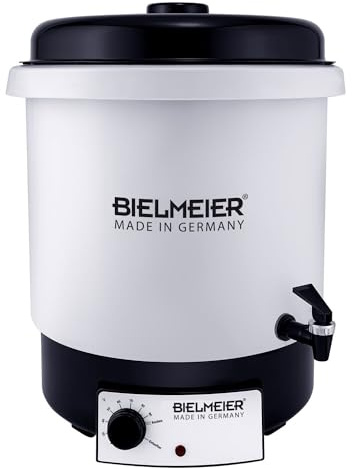 Bielmeier Einkochautomat 29 L Kunststoff BPA-frei, elektrisch 2000 W | Einkochtopf mit Regelthermostat 30 Grad bis Kochen, 3/8 Zoll Auslaufhahn, Weckautomat, Glühweinkocher, Made in Germany