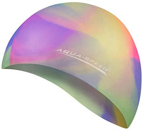 Aqua Speed Badekappe Herren | Bademütze | Badehaube | Mehrfarbig + Aufbewahrungstasche
