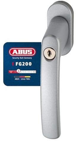 Abus Fg200 Ab208 Maniglia con Blocco Antifurto, Set di 5, Serratura a Spinta con Cilindro per Finestre, Chiave Maestra, Livello di Sicurezza: 3, 84582, Argento