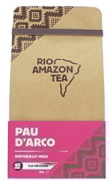 Rio Amazon Pau D’Arco Herbal Tea – 40 Unbleached Tea Bags of 100% Natural Lapacho Bark – Caffeine-Free Detox Infusion for Immunity, Anti-Inflammatory Support & Wellness – Non-GMO, Additive-Free