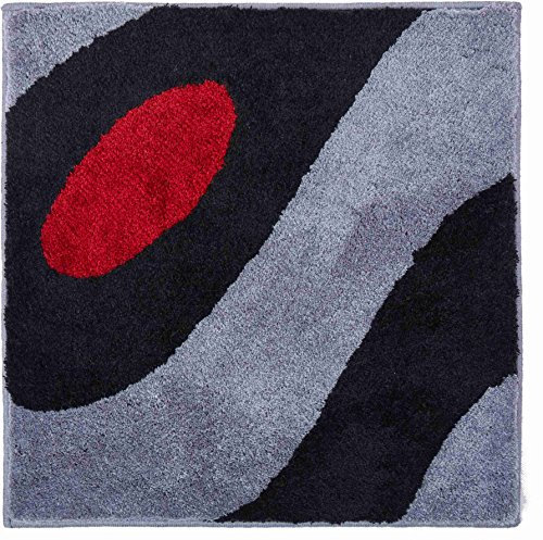 Grund COLANI Exklusiver Designer Badteppich 100% Polyacryl, ultra soft, rutschfest, ÖKO-TEX-zertifiziert, 5 Jahre Garantie, Colani 35, WC-Vorlage o.A. 60x60 cm, hellgrau-schwarz