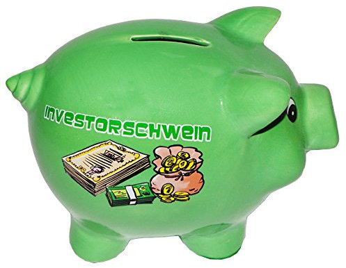 alles-meine.de GmbH XL Spardose Investorschwein - stabile Sparbüchse - aus Porzellan/Keramik - Sparschwein lustig witzig - Kapital & Geld - Investor - Geldmanager investier..