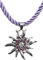 Trachtenkette Edelweiss Anhänger mit Kordellband diverse Farben Trachten Kette für Dirndl und Lederhose Trachtenschmuck (Violett)