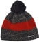 Eisbär Styler Bommelmütze Beanie Strickmütze Skimütze Wintermütze Wollmütze (One Size - grau-rot)