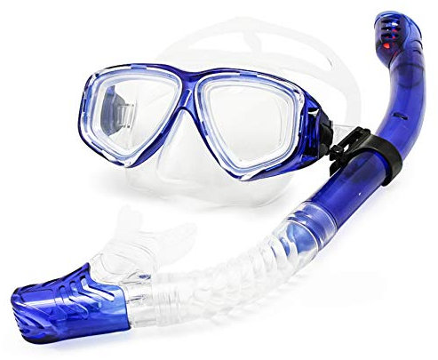 Optische Tauchen Gear Kit Myopie Schnorchel Set Unterschiedlichen Stärke für Jedes Auge Kurzsichtig Trocken Top Tauchermaske (Blauz,Benutzerdefinierte Stärke)