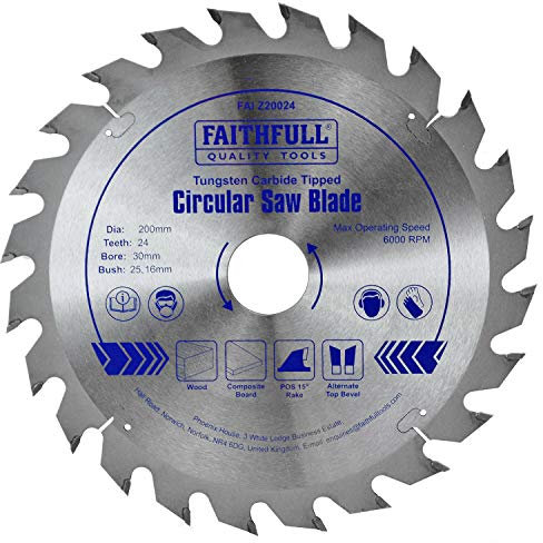 Faithfull Tungsten Carbide Tipped Circular Saw Blade 200 X 30 X 24t, FAIZ20024
