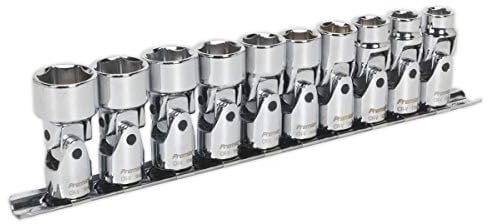 Sealey Ak2710 Universal Joint Socket Set 3/8Sq Drive 6Pt Walldrive 10Pc Metric