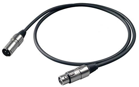 PROEL BULK250LU5 Cavo audio professionale bilanciato Cannon XLR 3P M a Cannon XLR 3P F - 5mt, Nero