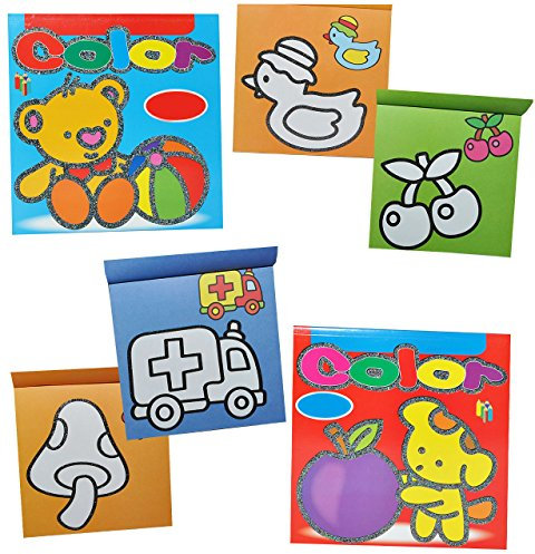 alles-meine.de GmbH 1 Stück: Malbuch/Malblock für Kleinkinder - erstes Malen Zwischen den Linien - mit farbigen Vorlagen - einfache Motive - z.B. Tasche - Ball - Luftballon - 2..