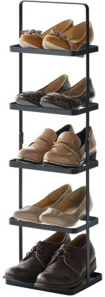 YAMAZAKI TOWER Schuhregal, Minimalistisches Design, Stahl, Schwarz, 22 x 18 x 77,5 cm (LxBxH)