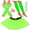 REDSTAR FANCY DRESS® Neon Tutu Skirt Leg Warmers Fishnet Gloves Necklace Beads and Neon Wrist Beads (14-22 UK, Green)