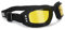 Bertoni Motorradbrille mit stoßfesten Gläsern, Anti-Beschlag, verstellbar, elastisch, AF112 (Schwarz, Gummi, gelbe Linse) - Motorradmaske für Helm