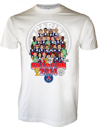 Fußball-T-Shirt Paris Saint Germain, offizielle Kollektion, 2014 Französischer Meisterschaft – Doppeltasse und Meisterschaft – Erwachsene