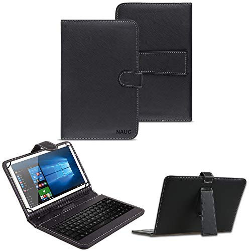 NAUC Keyboard Micro USB Tastatur Ultra für Jay-Tech Tablet PC TXE10DS TXE10DW XE10D Design QWERTY Tastatur mit Schutzhülle aus Kunstleder