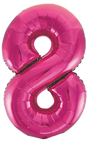 Pink Number 8 Shaped Large Foil Balloon (86cm) 1 Piece - Perfect for Birthday Parties and Special Events