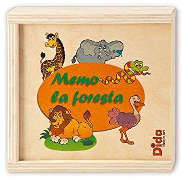 Dida - Memory Wald: Gedächtnis- und Zuordnungsspiel Montessori, Tier-Memo, 20 Holzkarten zum Zuordnen, für Kinder 2-4 Jahre, Lernspiele für den Tisch