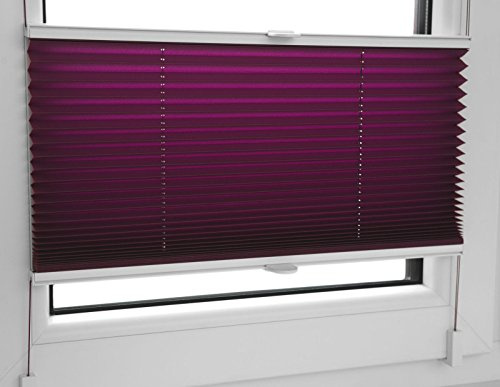 KS Handel 24 PLISSEE FALTROLLO 95x120 cm Beere INKL. KLEMMTRÄGER Jalousie - MEGA Auswahl IM Shop - 80 Breiten - 12 Farben