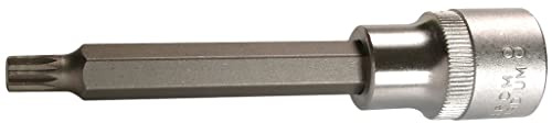 SW-Stahl 05202L Schraubendreheinsatz 1/2 Zoll Innenvielzahn M8 x 100 mm | Langer Biteinsatz aus S2-Sonderstahl - Passend für metrische ISO-Gewinde - Robuster Schraubenziehereinsatz