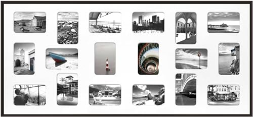 nielsen Aluminium Bilderrahmen Pixel Collage, 109,2 x 49,5 cm, Schwarz | Aluminium Collage mit Passepartout im Hoch- & Querformat zum Aufhängen Schwarz matt Echtglas Collagerahmen