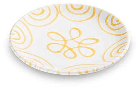 GMUNDNER KERAMIK Dessertteller, Durchmesser: 20 cm, Gelbgeflammt, handgemachte Keramik aus Österreich