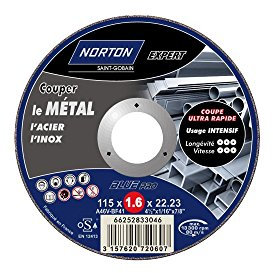 Norton Tronçonnage fin plate expert Métal/Inox 115 x 1,6 x 22,2