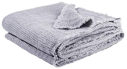 Honeybee-Plaid – weiche Decke aus Leinen – einfarbig gewebtes Plaid mit Fransen aus Naturmaterialien – 170x230 cm – 930 tahiti pearl – von ’zoeppritz since 1828’