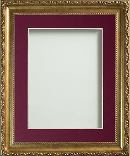 Frame Company Brompton Gold A3 Frame With Plum Mount for Image A4 *Choice of sizes* Fitted with Real Glass