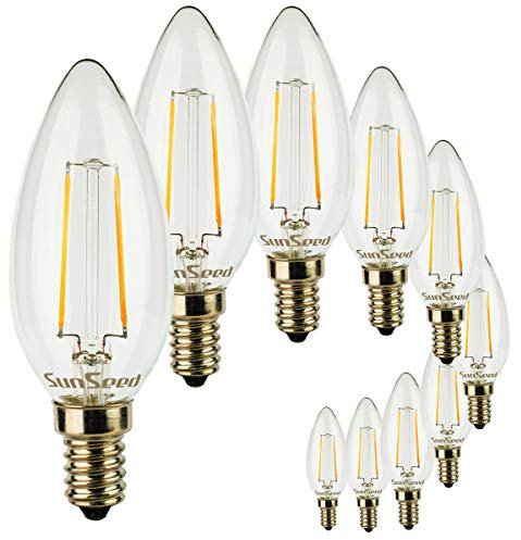 SUNSEED 10x Glühfaden LED Kerze Lampe E14 3W ersetzt 32W Warmweiß 2700K