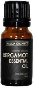 Alucia Organics Certified Organic Bergamot Essential Oil 10ml - Pure, Natural, Certified Organic, Cruelty Free, Vegan, Undiluted - for Use in Aromatherapy, Massage Blends and Diffusers