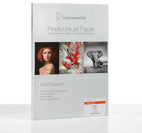 Hahnemühle 10641624 Digital FineArt William Turner Papier, 190 g/m², DIN A2, 420 x 594 mm, weiß