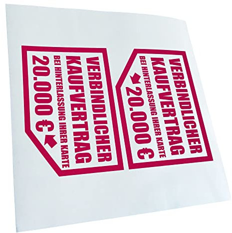 Kiwistar Autoaufkleber - Verbindlicher Kaufvertrag 20.000 € 12,5 x 10 cm - pink-41 - Aufkleber für Auto, Laptop, Fahrrad, LKW, Motorrad mehrfarbig JDM Decal Racing