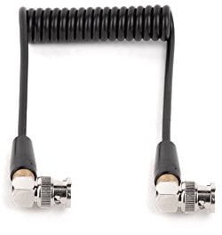 Wooden Camera Coiled BNC to BNC Cable, 10 Resting to 20 Extended, Right-Angle Connectors, HD, SDI, for Wireless Systems and On-Board Monitors
