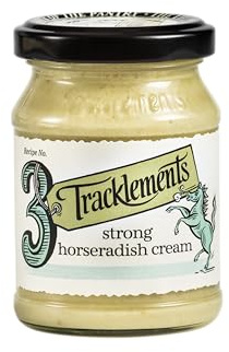 Tracklements Strong Horseradish Cream | The Ideal Condiment for Sarnies, Salads and a Sunday Roast or Partnered with Bloody Mary | Gluten Free | Vegetarian Friendly | 140g Jar