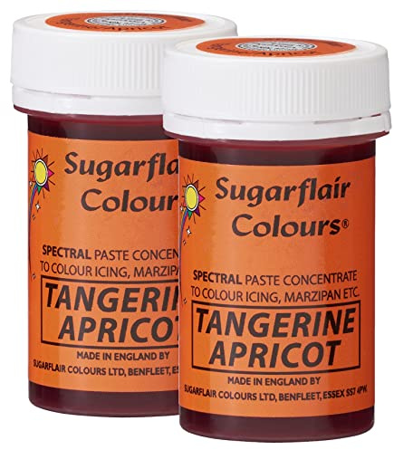 Sugarflair Spectral Tangerine Apricot Food Colouring Paste, Highly Concentrated for Use with Sugar Pastes, Buttercream, Royal Icing or Cake Mix, Vibrant Colour Dye - 25g (Pack of 2)