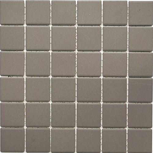 Mosaik Quadrat uni grau unglasiert rutschhemmend R10 Keramik rutschsicher trittsicher anti slip rutschfest Mosaikstein Format: 47x47x6 mm Mattengröße: 298x298mm 10 Matten