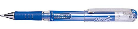 Pentel Blue Gel Pen 1.0mm Hybrid Gel Grip DX Metallic Pen- Medium