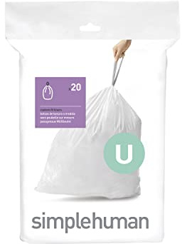 simplehuman CW0217 code U Custom Fit Bin Liners, White Plastic (Pack of 20 Liners)