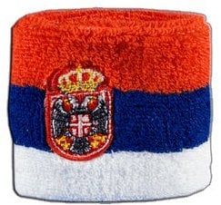 Flaggenfritze® Schweißband Serbien mit Wappen, 2er Set