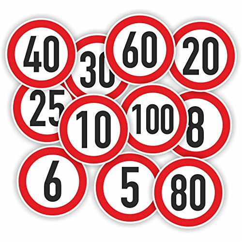 Geschwindigkeitsaufkleber / Rot / Bus / Auto / Anhänger / Ø 10cm (40Km/h)