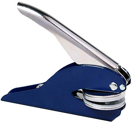 Papierpräger mit Papierprägezange für Büchen oder Bibliothek mit dem Motiv Personalisierbar 38mm Rund Ex Libris Handprägezangen (Blau)