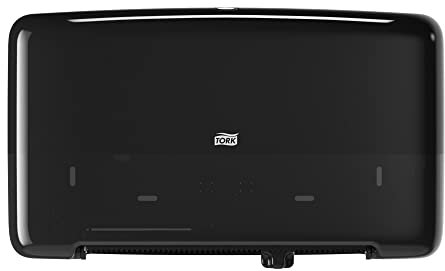 Tork Twin Mini Jumbo Toilet Paper Roll Wall Mounted Dispenser Black T2, High Capacity, Elevation Range, 555508