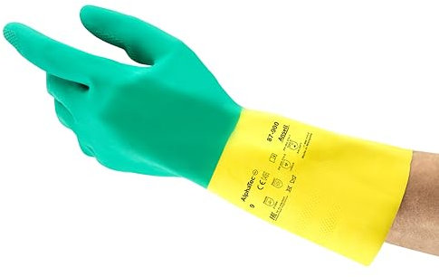Ansell AlphaTec 87-900 Chemikalienschutz-Handschuhe, Mehrzweck-Arbeitshandschuhe, Chemisch Beständig, Design mit Hervorragender Griff, Baumwoll Velours Innenausstattung, Größe XL (12 Paar)